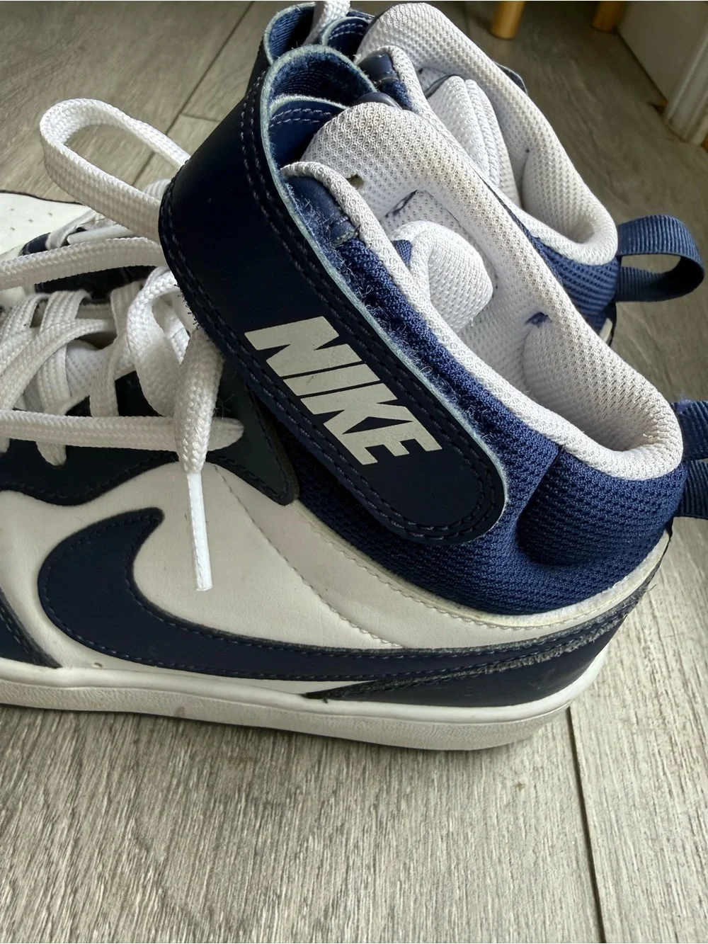 Nike Kids Navy & White High-Top Sneakers with Strap